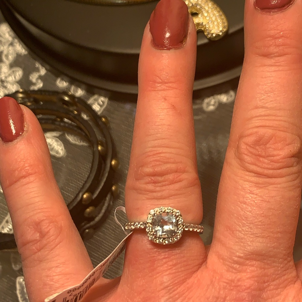 White sapphire sterling silver ring size 7